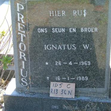 PRETORIUS Ignatus W. 1969-1989