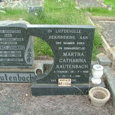 RAUTENBACH Martha Catharina nee PARKIN 1909-1991