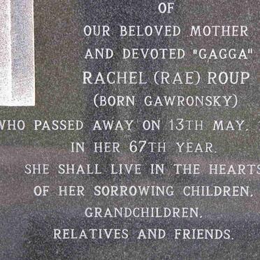 ROUP Rachel nee GAWRONSKY -1972