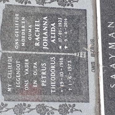 SAAYMAN Petrus Theodorus 1918-1973 &amp; Rachel Johanna Alida 1923-2014