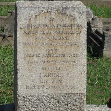 SUTHERLAND John 1856-1928 &amp; Hannah -1956