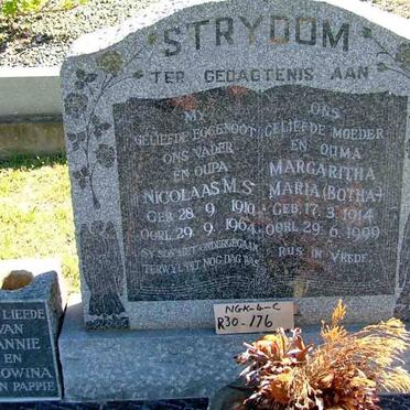 STRYDOM Nicolaas M.S. 1910-1964 &amp; Margaritha Maria BOTHA 1914-1999
