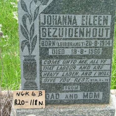 BEZUIDENHOUT Johanna Eileen nee LEIBRANDT 1914-1960