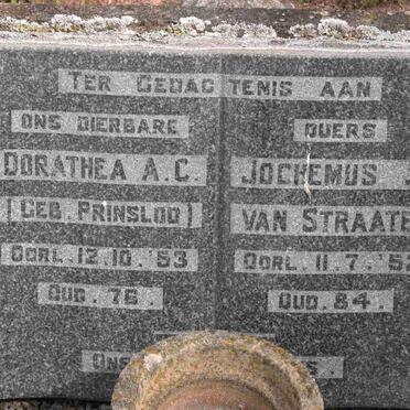 STRAATEN Jochemus J., van -1952 &amp; Dorathea A.C. PRINSLOO -1953