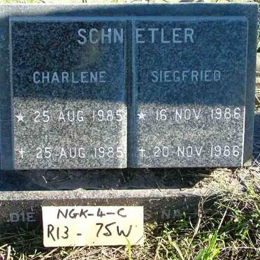 SCHNETLER Charlene 1985-1985 :: SCHNETLER Siegfried 1986-1986