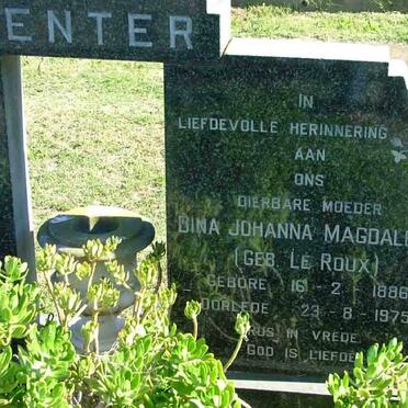 VENTER Dina Johanna Magdalena nee LE ROUX 1886-1975