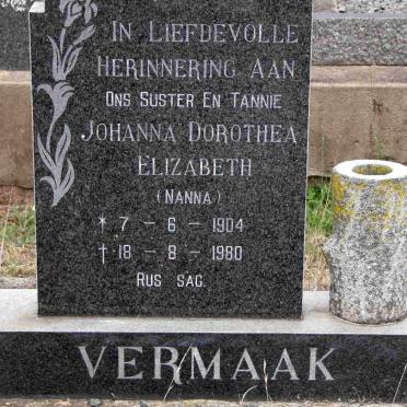 VERMAAK Johanna Dorothea Elizabeth 1904-1980
