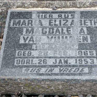 VUUREN Maria Elizabeth Magdalena, Janse van nee SLABBERT 1865-1953