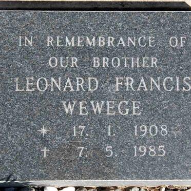 WEWEGE Leonard Francis 1908-1985