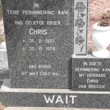 WAIT Cornelius J.M. 1864-1952 &amp; Salomina C. 1882-1963 :: WAIT Chris 1923-1979