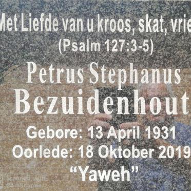 BEZUIDENHOUT Petrus Stephanus 1931-2019