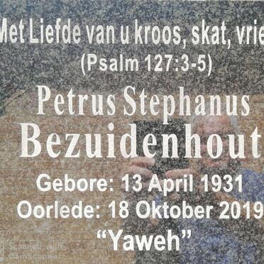 BEZUIDENHOUT Petrus Stephanus 1931-2019