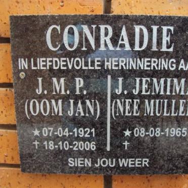 CONRADIE Jan Marthinus Petrus 1921-2006 &amp; Johanna Jemima MULLER 1925-2015