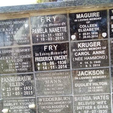 BARRY :: KIVEDO :: PANSEGRAUW :: LONGMAN :: BOLITER :: FRY :: MANN :: WEDDERBURN :: NELL :: MAGUIRE :: KRUGER :: JACKSON :: WATES :: BLIGNAUT