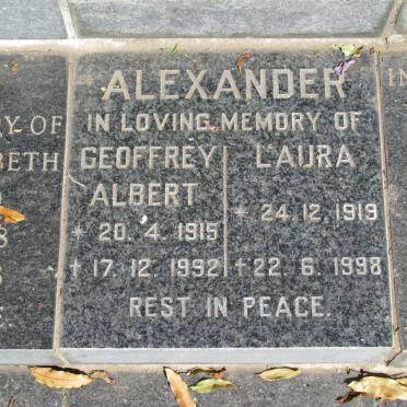 ALEXANDER Geoffrey Albert 1915-1992 &amp; Laura 1919-1998