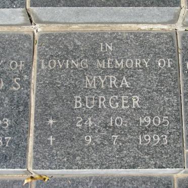 BURGER Myra 1905-1993