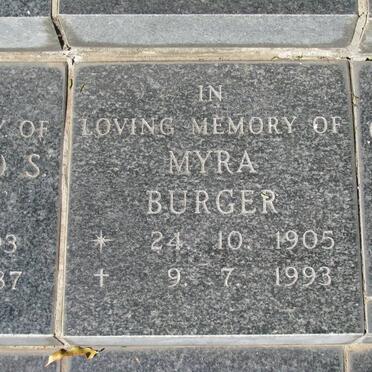 BURGER Myra 1905-1993