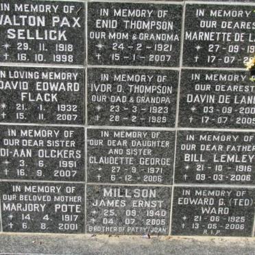 SELLICK :: FLACK :: OLCKERS :: POTE :: THOMPSON :: GEORGE :: MILLSON :: DE LANGE :: LEMLEY :: WARD