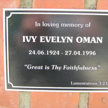 OMAN Ivy Evelyn 1924-1996