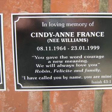 FRANCE Cindy-Anne nee WILLIAMS 1964-1999