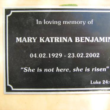 BENJAMIN Mary Katrina 1929-2002