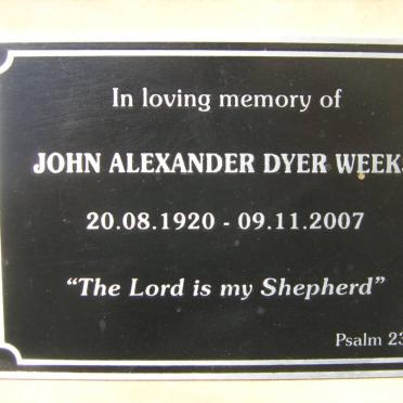 WEEKS John Alexander Dyer 1920-2007