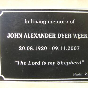 WEEKS John Alexander Dyer 1920-2007