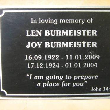 BURMEISTER Len 1922-2009 &amp; Joy 1924-2004