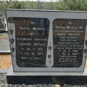 WATSON Raymond Graham Skinner 1912-1977 &amp; Marie VAN ROOYEN 1912-1993