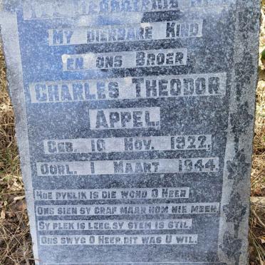 APPEL Charles Theodor 1922-1944
