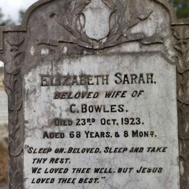 BOWLES Elizabeth Sarah -1923
