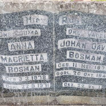 BOSMAN Johan David 1872-1940 &amp; Anna Magrietta 1878-1971