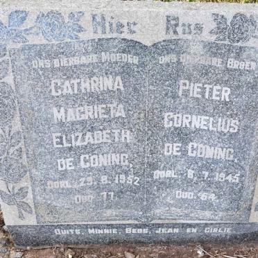 CONING Cathrina Magrieta Elizabeth, de -1952 :: DE CONING Pieter Cornelius -1945
