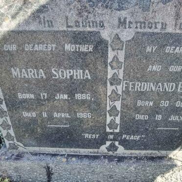 KUMM Ferdinand E.W. 1882-1960 &amp; Maria Sophia 1886-1966