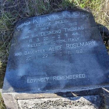 KENYON George Inglis 1884-1952 :: KENYON Desmond Thomas 1920-1944 :: KENYON Alice Rosemary 1922-1969