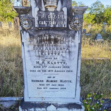 KLETTE Herman Albert 1855-1930 &amp; Ida Augusta 1859-1926