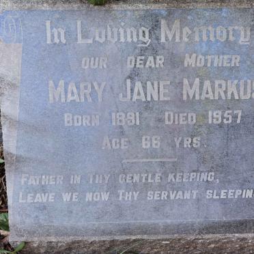 MARKUS Mary Jane 1891-1957