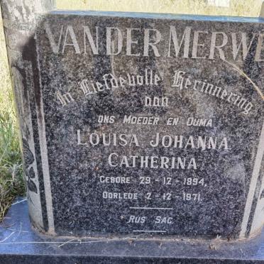 MERWE Louisa Johanna Catherina, van der 1894-1971
