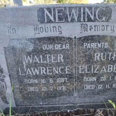 NEWING Walter Lawrence 1887-1971 &amp; Ruth Elizabeth 1899-1973