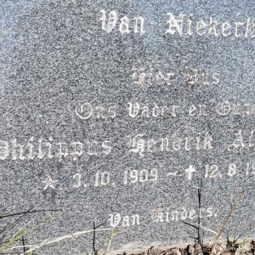 NIEKERK Philippus Hendrik Albertus, van 1909-1976