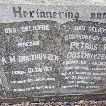 OOSTHUYSEN Petrus W. 1873-1952 &amp; A.M. CLOETE 1881-1965