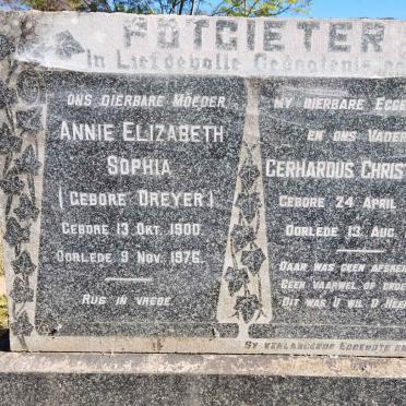 POTGIETER Gerhardus Christiaan 1886-1952 &amp; Annie Elizabeth Sophia DREYER 1900-1976