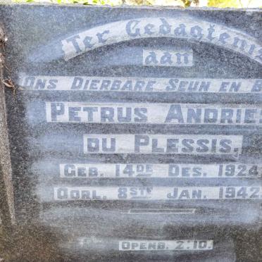 PLESSIS Petrus Andries, du 1924-1942