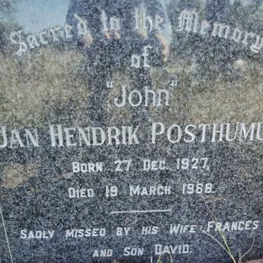 POSTHUMUS Jan Hendrik 1927-1968