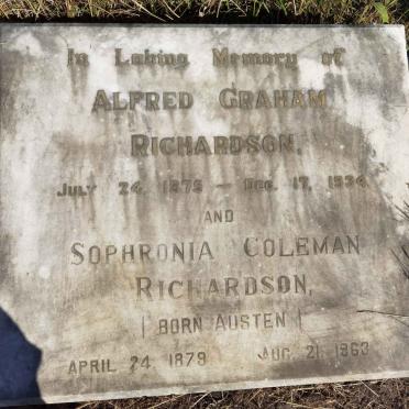 RICHARDSON Alfred Graham 1875-1934 &amp; Sophronia Coleman AUSTEN 1879-1963
