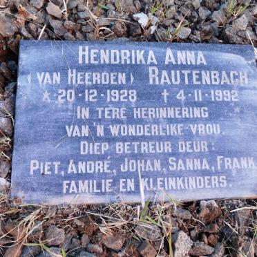 RAUTENBACH Hendrika Anna nee VAN HEERDEN 1928-1992