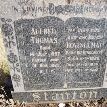 STANTON Alfred Thomas 1882-1965 &amp; Lovinia May BARTHOLOMEW 1888-1956
