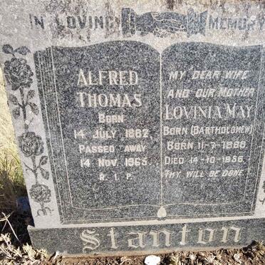 STANTON Alfred Thomas 1882-1965 &amp; Lovinia May BARTHOLOMEW 1888-1956