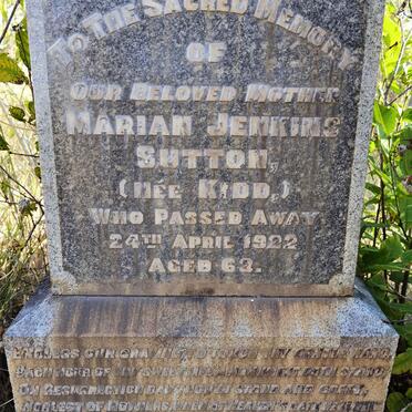 SUTTON Marian Jenkins nee KIDD -1922