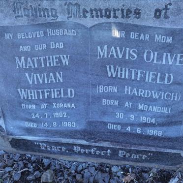 WHITFIELD Matthew Vivian 1902-1963 &amp; Mavis Olive HARDWICH 1904-1968